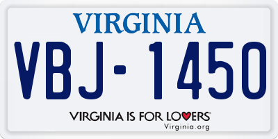 VA license plate VBJ1450