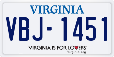 VA license plate VBJ1451