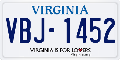 VA license plate VBJ1452