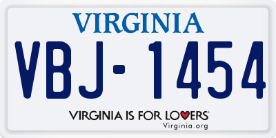 VA license plate VBJ1454