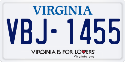 VA license plate VBJ1455