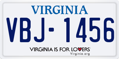 VA license plate VBJ1456