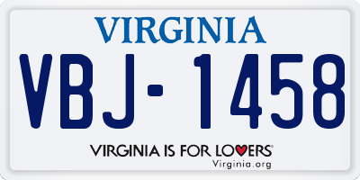 VA license plate VBJ1458