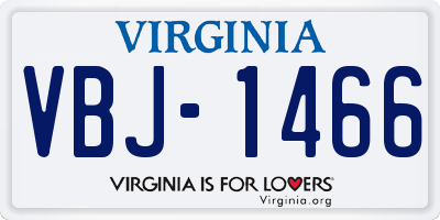 VA license plate VBJ1466