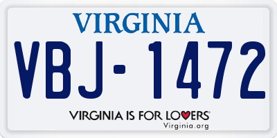 VA license plate VBJ1472