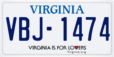 VA license plate VBJ1474