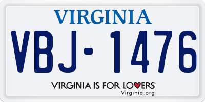 VA license plate VBJ1476