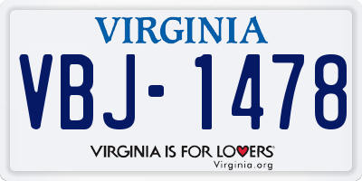 VA license plate VBJ1478
