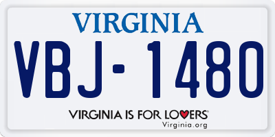 VA license plate VBJ1480