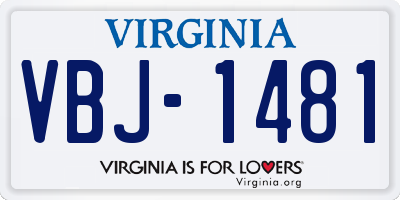 VA license plate VBJ1481