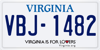 VA license plate VBJ1482