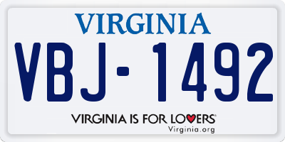 VA license plate VBJ1492