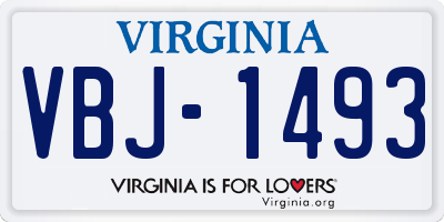 VA license plate VBJ1493