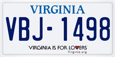 VA license plate VBJ1498