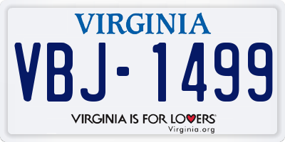 VA license plate VBJ1499