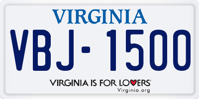 VA license plate VBJ1500