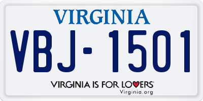 VA license plate VBJ1501