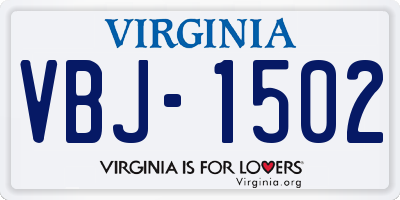VA license plate VBJ1502