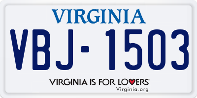 VA license plate VBJ1503
