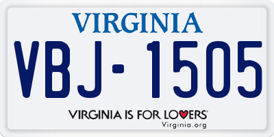 VA license plate VBJ1505