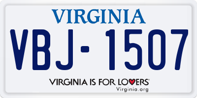 VA license plate VBJ1507