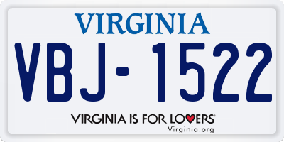 VA license plate VBJ1522