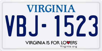 VA license plate VBJ1523