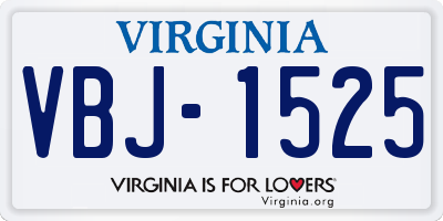 VA license plate VBJ1525