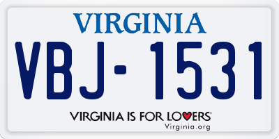 VA license plate VBJ1531