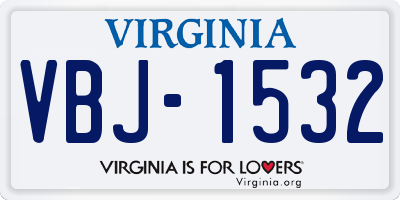 VA license plate VBJ1532