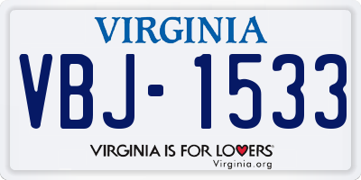 VA license plate VBJ1533