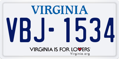 VA license plate VBJ1534