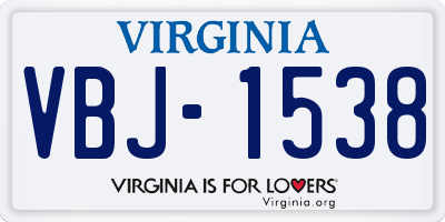 VA license plate VBJ1538
