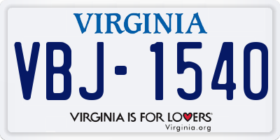 VA license plate VBJ1540
