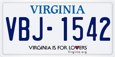 VA license plate VBJ1542