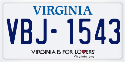VA license plate VBJ1543