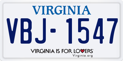 VA license plate VBJ1547