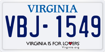 VA license plate VBJ1549