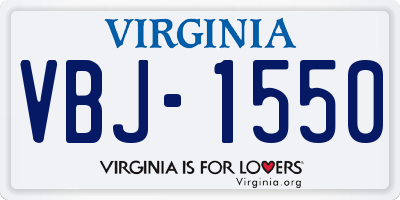 VA license plate VBJ1550