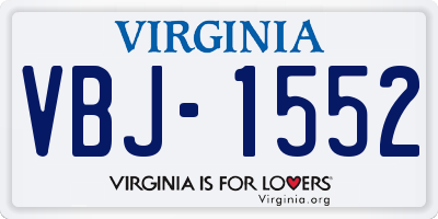 VA license plate VBJ1552