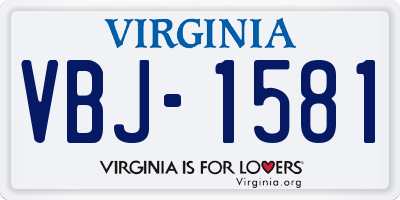 VA license plate VBJ1581