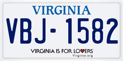 VA license plate VBJ1582