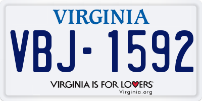 VA license plate VBJ1592