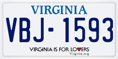 VA license plate VBJ1593