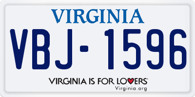 VA license plate VBJ1596