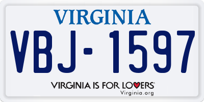 VA license plate VBJ1597
