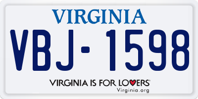 VA license plate VBJ1598