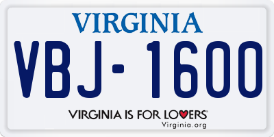 VA license plate VBJ1600