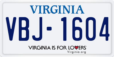 VA license plate VBJ1604