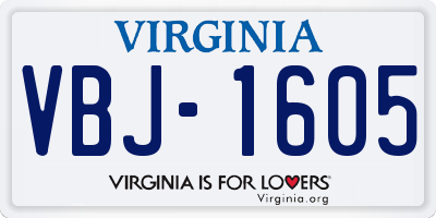 VA license plate VBJ1605